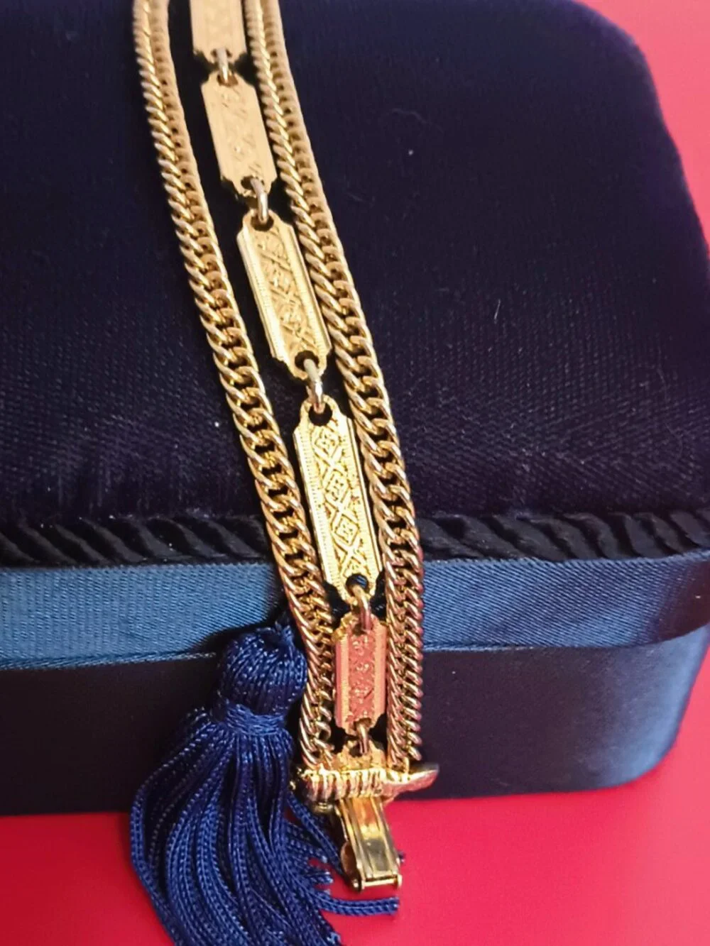 Vintage Gold Triple Strand Bracelet 6.75